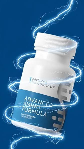 Bottle of Advanced Amino Formula, 150 tablets, held in hand